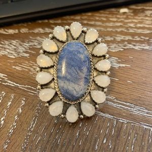 Krush Kandy Moonstone and Blue Quartz Cluster Ring